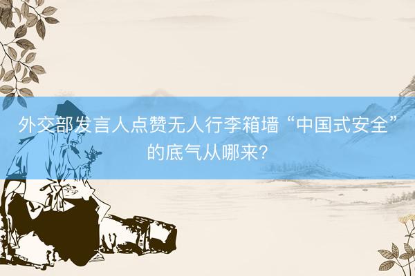 外交部发言人点赞无人行李箱墙 “中国式安全”的底气从哪来？