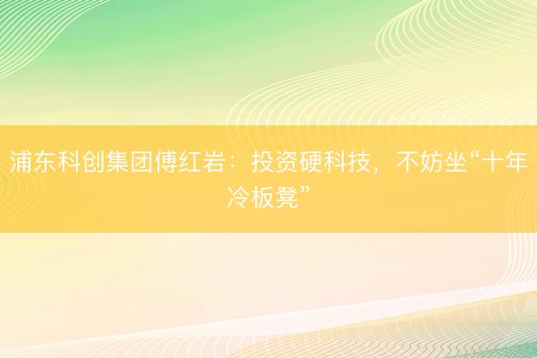 浦东科创集团傅红岩：投资硬科技，不妨坐“十年冷板凳”