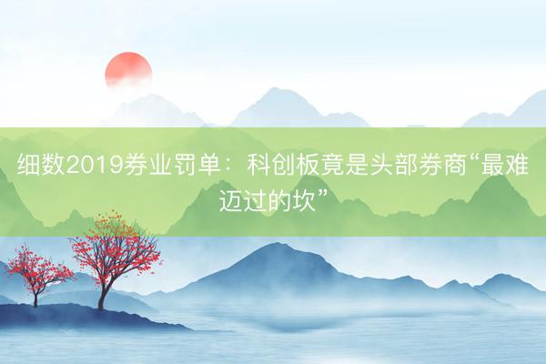 细数2019券业罚单：科创板竟是头部券商“最难迈过的坎”