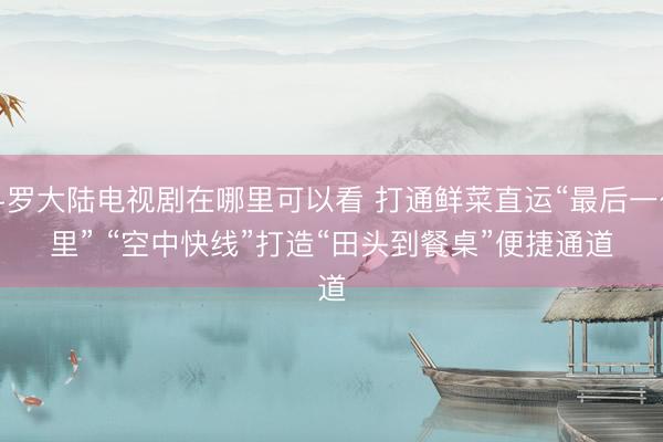 斗罗大陆电视剧在哪里可以看 打通鲜菜直运“最后一公里” “空中快线”打造“田头到餐桌”便捷通道