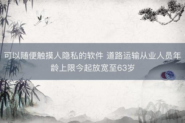 可以随便触摸人隐私的软件 道路运输从业人员年龄上限今起放宽至63岁