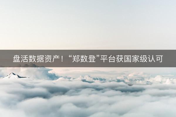 盘活数据资产！“郑数登”平台获国家级认可