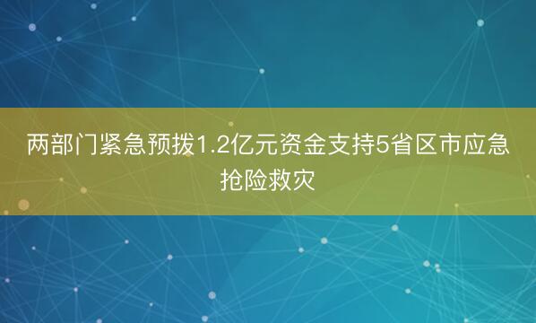 两部门紧急预拨1.2亿元资金支持5省区市应急抢险救灾