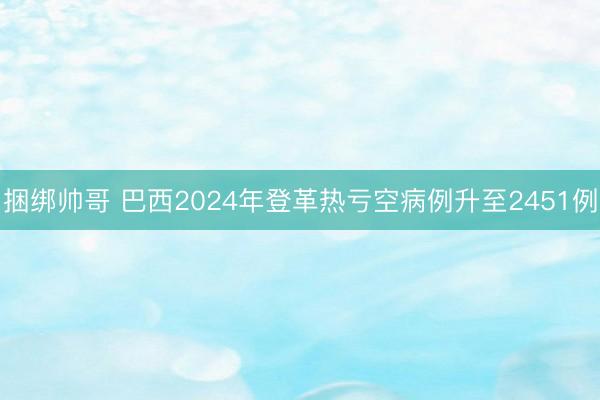 捆绑帅哥 巴西2024年登革热亏空病例升至2451例