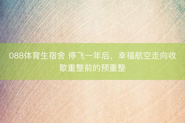 088体育生宿舍 停飞一年后,幸福航空走向收歇重整前的预重整