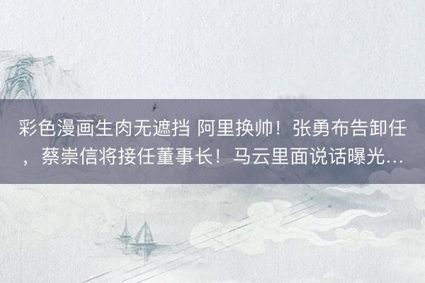 彩色漫画生肉无遮挡 阿里换帅！张勇布告卸任，蔡崇信将接任董事长！马云里面说话曝光…