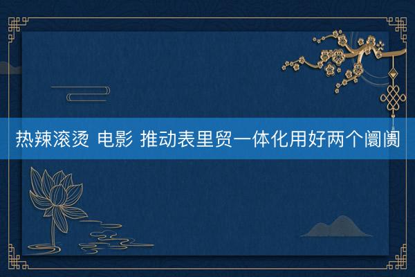 热辣滚烫 电影 推动表里贸一体化用好两个阛阓