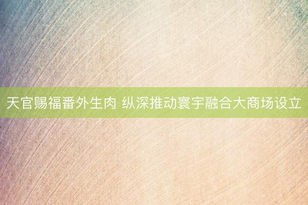 天官赐福番外生肉 纵深推动寰宇融合大商场设立