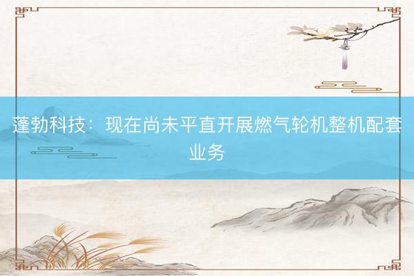 蓬勃科技：现在尚未平直开展燃气轮机整机配套业务