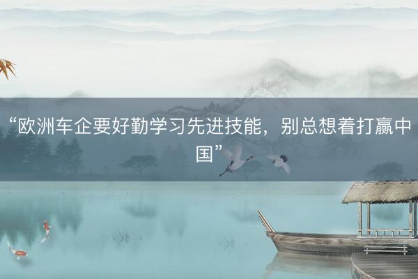 “欧洲车企要好勤学习先进技能，别总想着打赢中国”